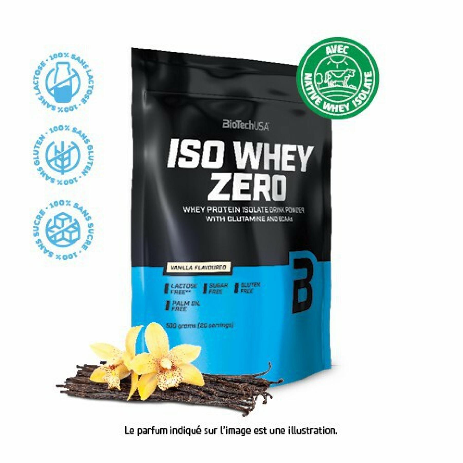 Pack of 10 bags of protein Biotech USA iso whey zero lactose free - Vanille - 500g