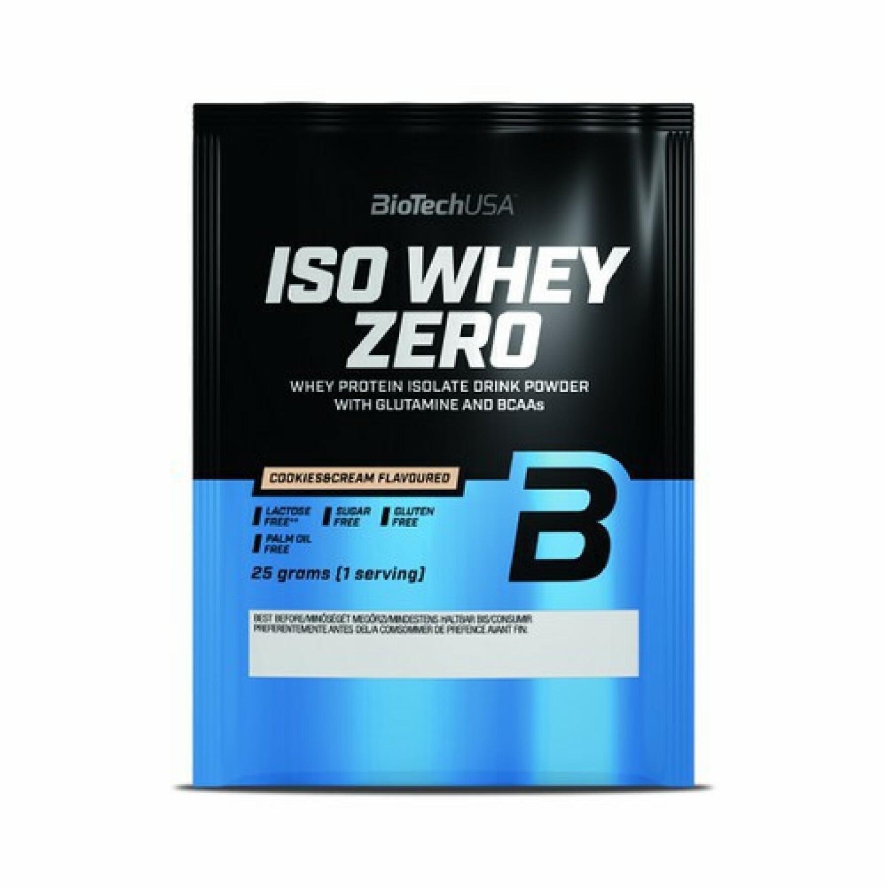 50 packets of lactose-free protein Biotech USA iso whey zero - Cookies & cream - 25g