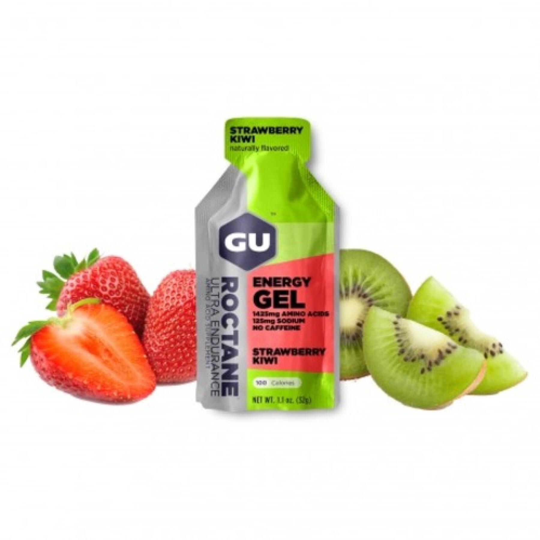 Pack of 24 roctane gels Gu Energy fraise/kiwi sans caféine