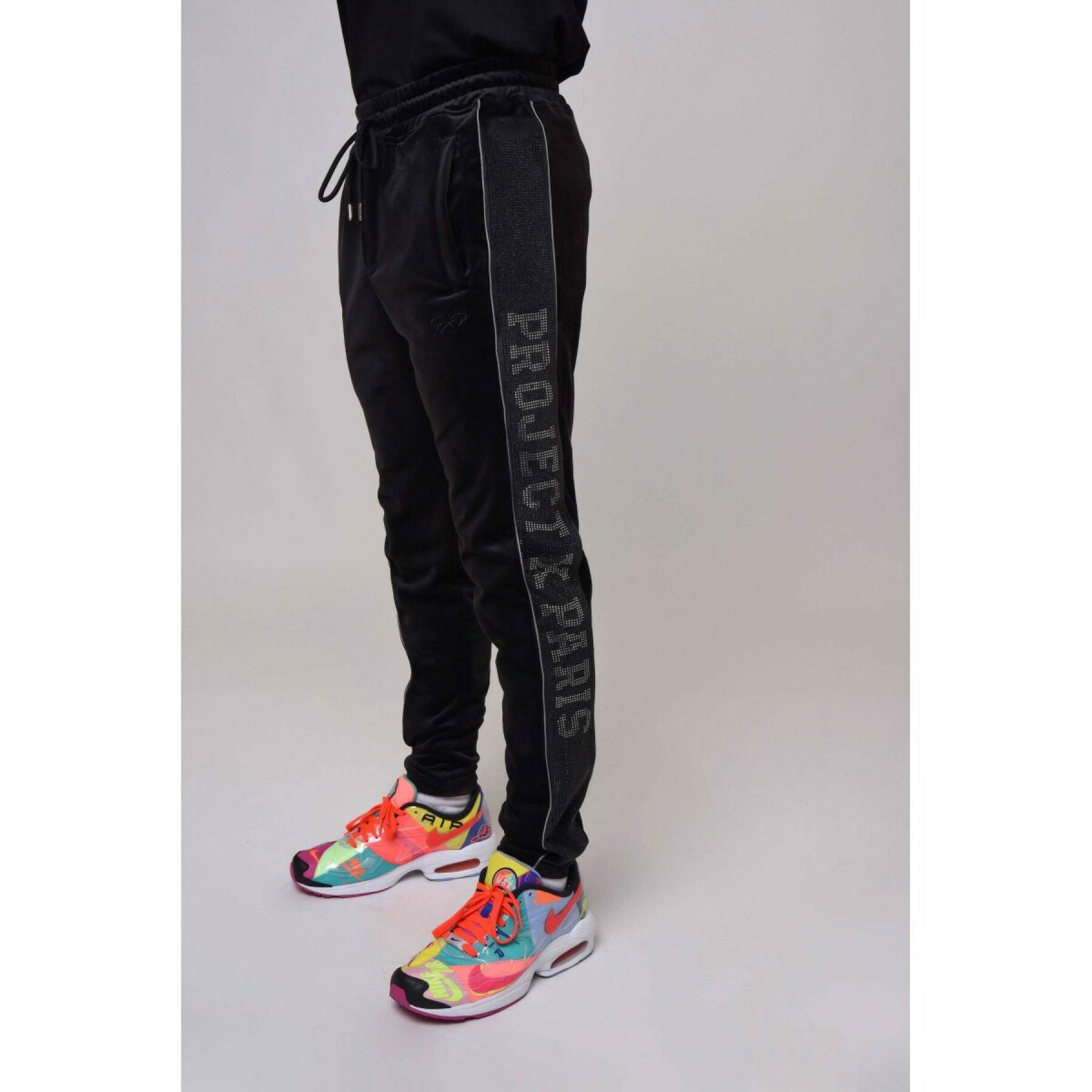 Jogging suit with rhinestone logo band on the side Project X Paris