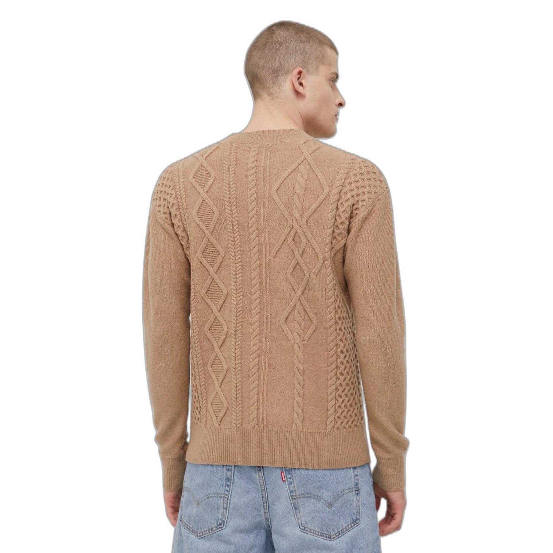 Patchwork cable knit crew neck sweater Superdry