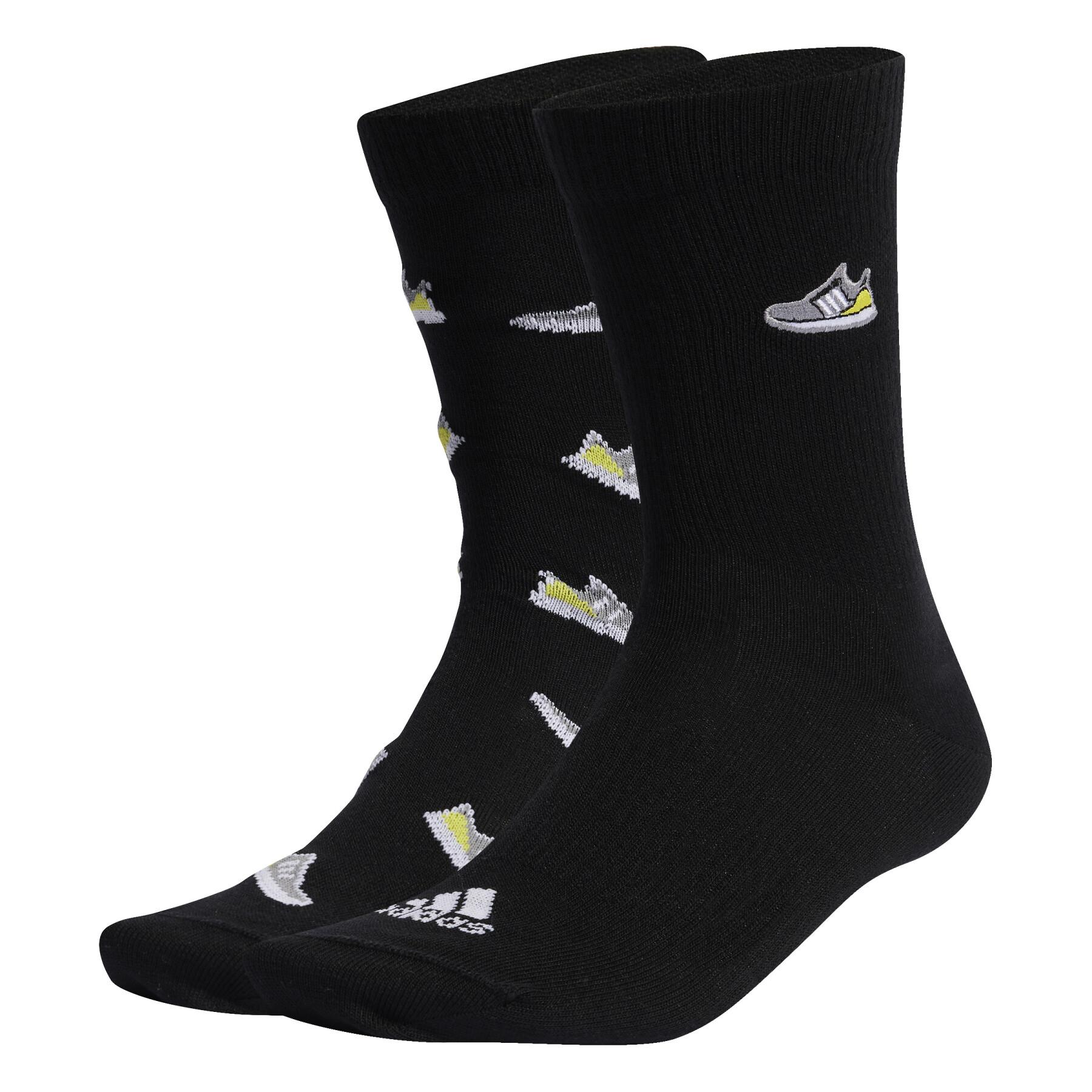 Set of 2 pairs of children's socks adidas Run X Ultraboost Shoe Love Graphic