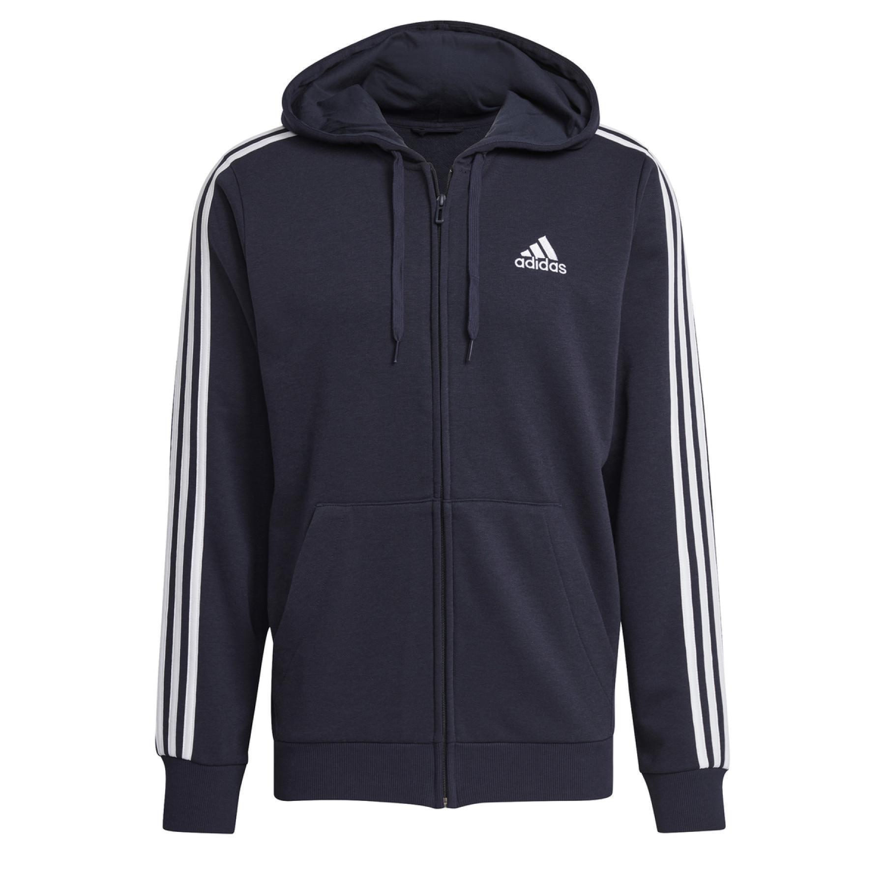 Hooded jacket adidas Essentials French Terry 3-Bandes Full-Zip