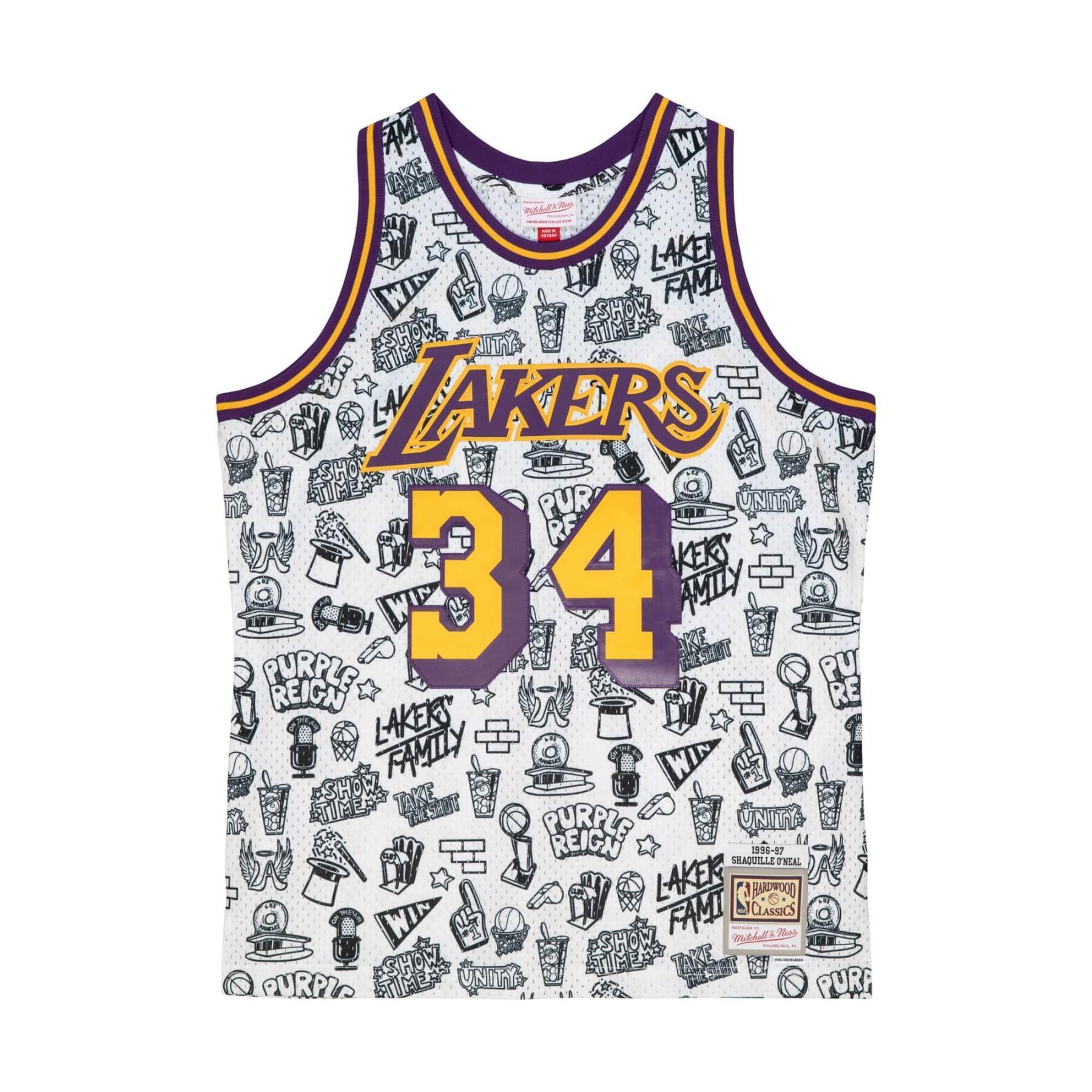 Men's Mitchell & Ness Shaquille O'Neal Los Angeles Lakers White Out  Swingman Jersey