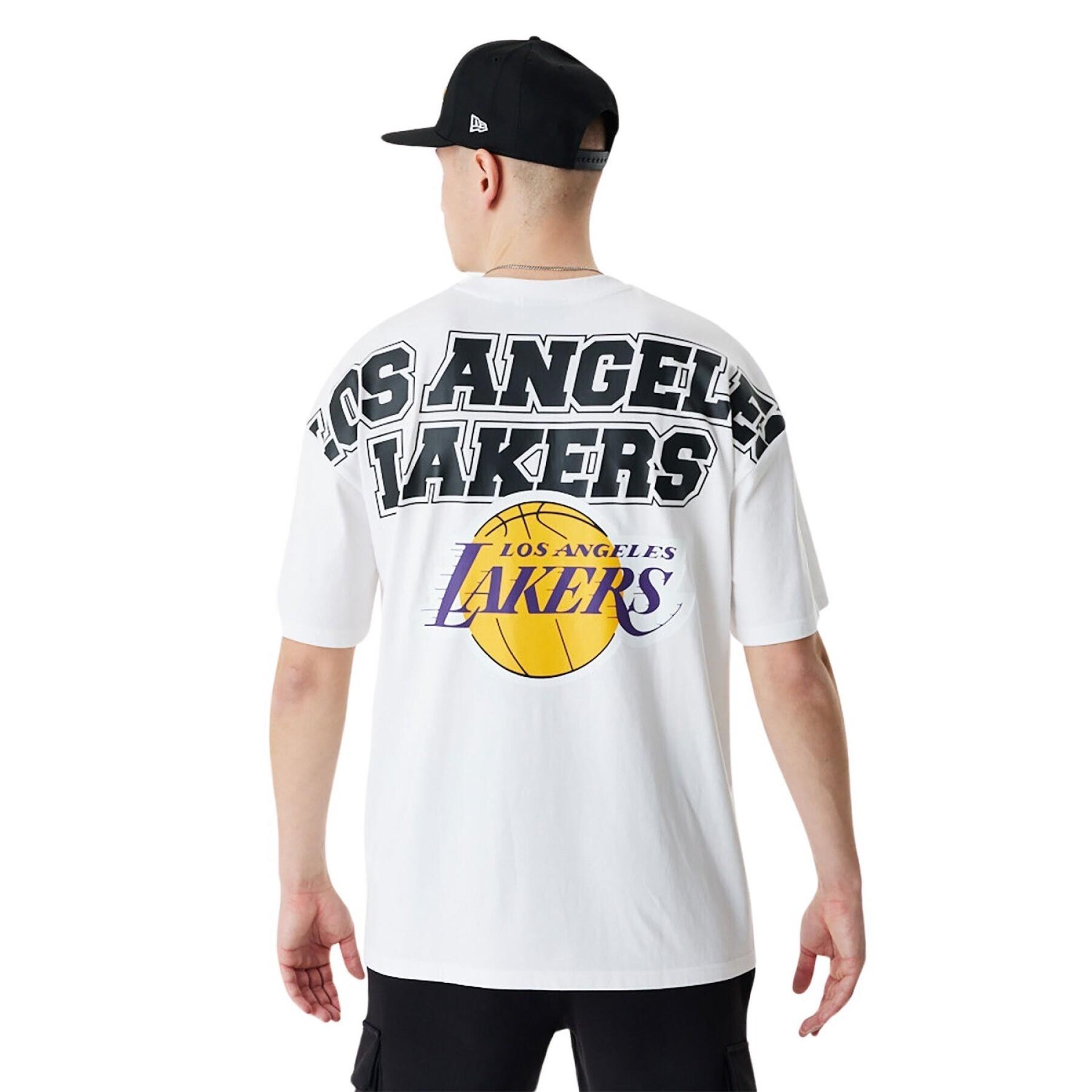 New Era Los Angeles Lakers NBA Large Graphic BP Short Sleeve T-Shirt White S Man
