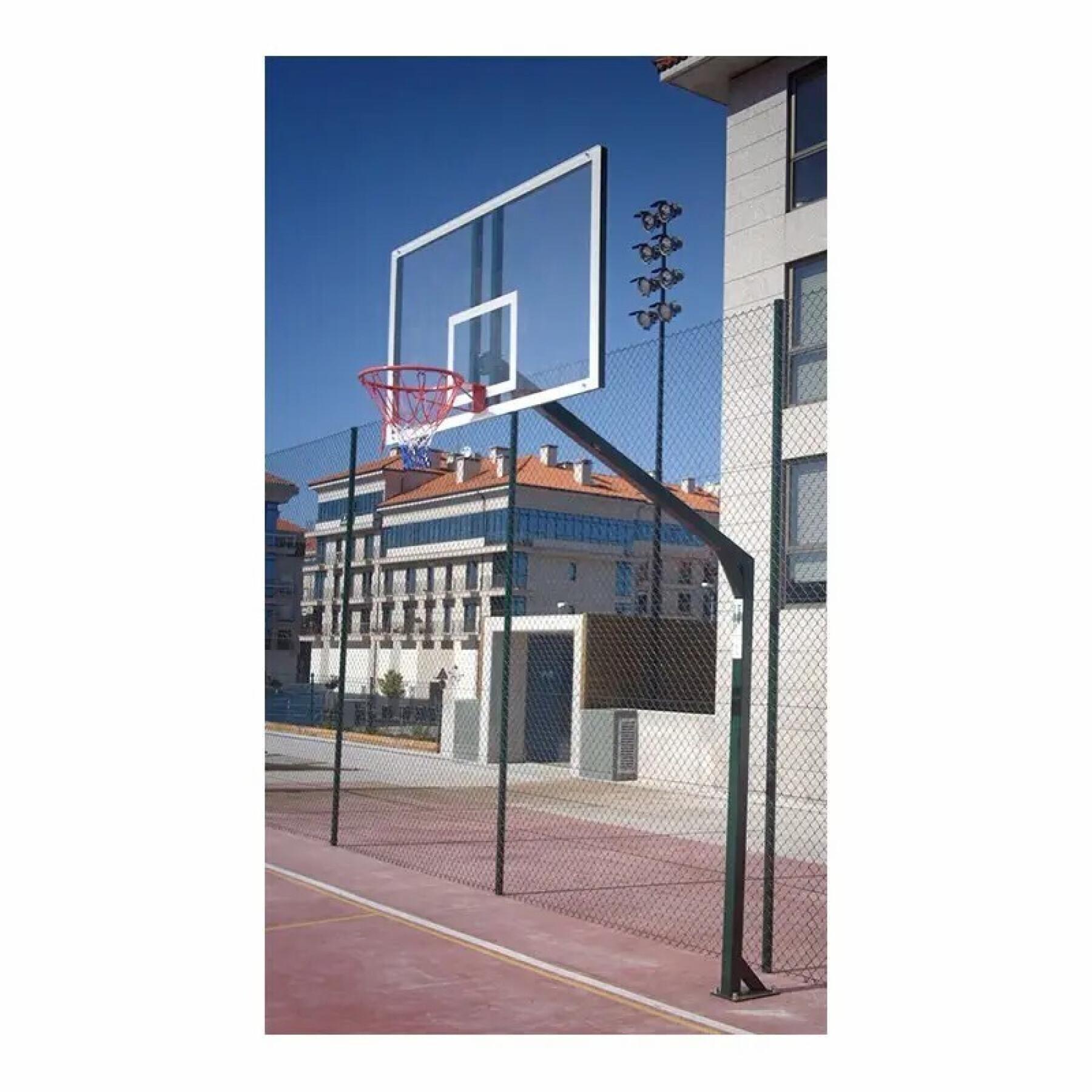 Set of 2 fixed basketball baskets with base for anchoring without boards or hoops Softee Equipment Monotubular