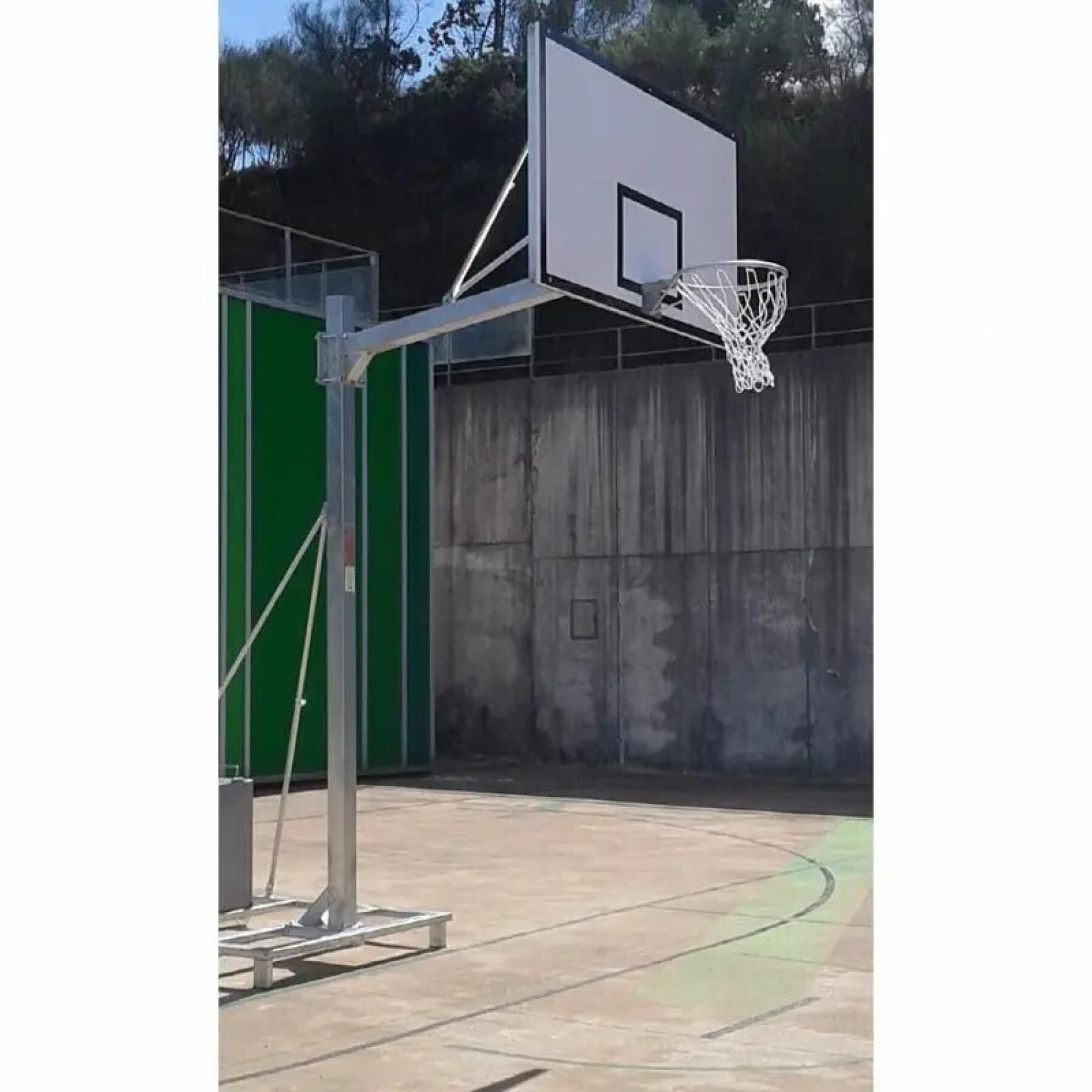 Set of 2 galvanized basketball baskets monotube mobile 2 wheels with transport cart, without boards, hoops and line Softee Equipment Deluxe