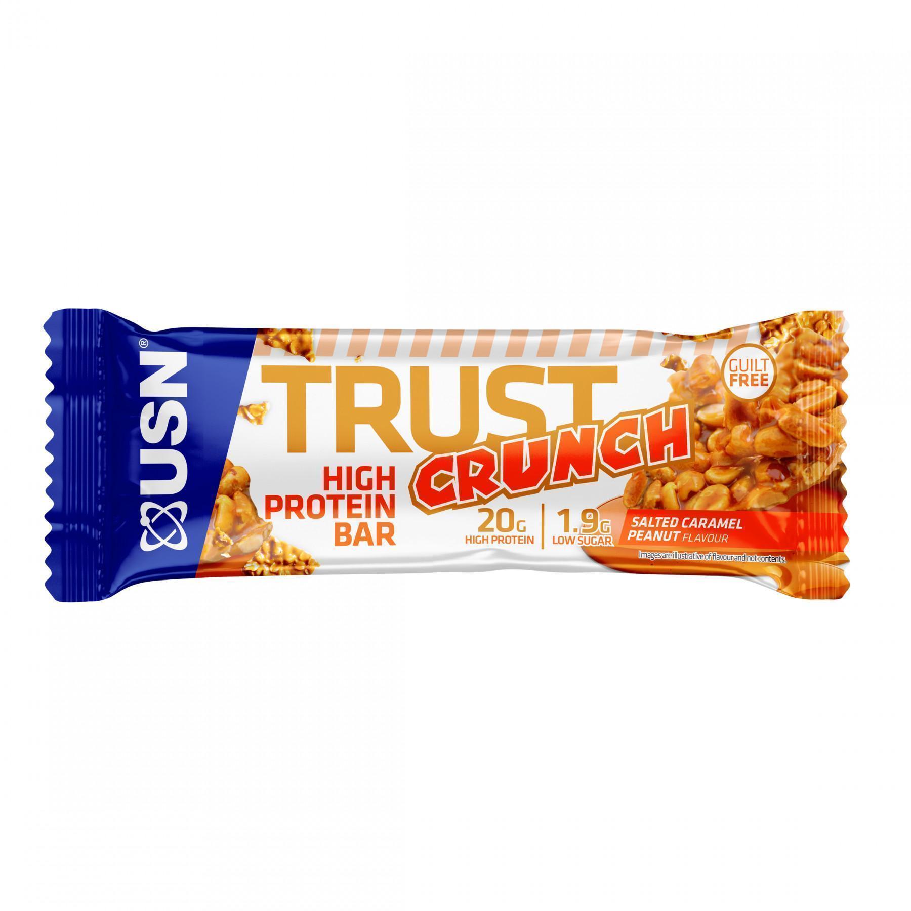 Pack of 12 trust crunch bars USN Caramel salé et cacahuète 60g