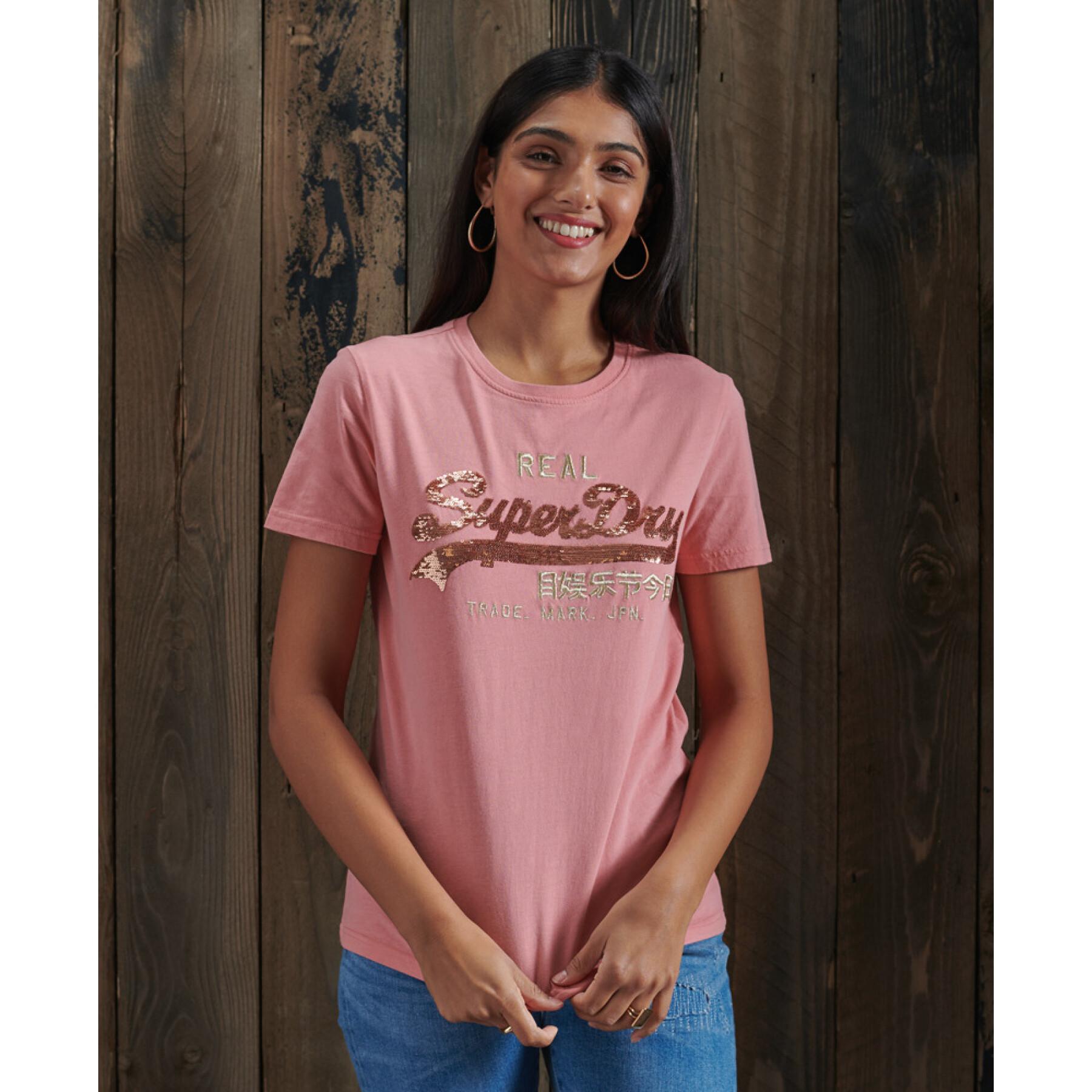 Sequined T-shirt for women Superdry Vintage Logo