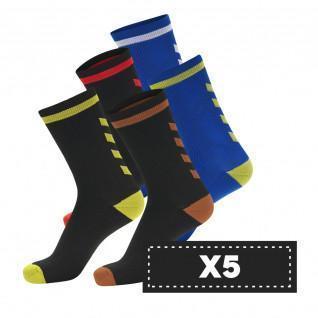 Pack of 5 pairs of dark socks Hummel Elite Indoor Low (coloris au choix)